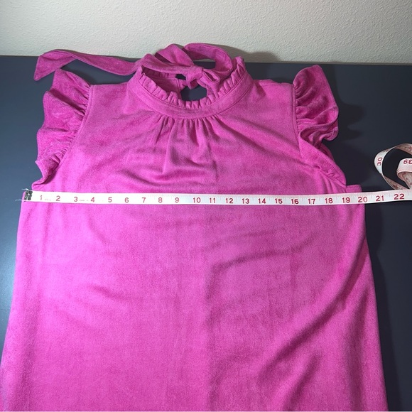 Buttery Soft Pink High Neck Ruffle Cap Sleeves Tie Back Dress by voy Size Small - Picture 6 of 10